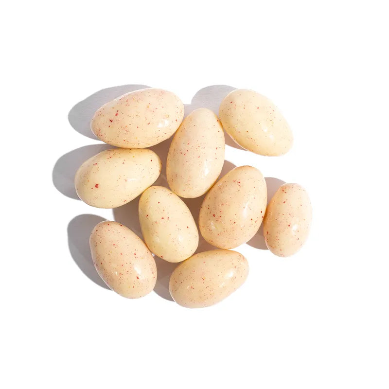 Almonds in White Chocolate with Raspberries